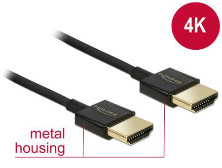 DeLock HDMI-a male > HDMI-a male 3D 4K slim premium with ethernet 2m Black DeLock HDMI-a male > HDMI-a male 3D 4K slim premium with ethernet 2m Black