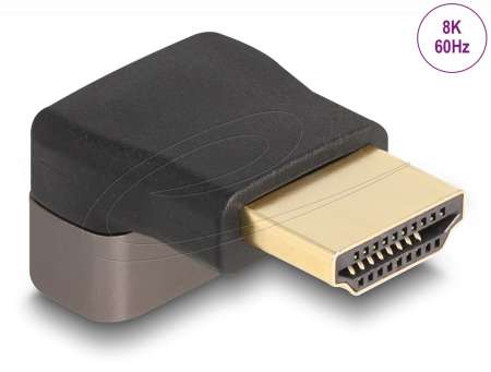 DeLock HDMI Adapter male to female 90° upwards angled 8K 60 Hz Grey Metal