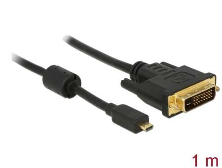 DeLock HDMI cable Micro-D male > DVI-D (Dual Link) (24+1) male 1m