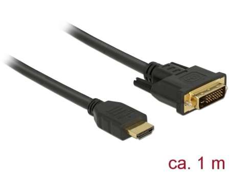 DeLock HDMI to DVI-D (Dual Link) (24+1) cable bidirectional 1m Black DeLock HDMI to DVI-D (Dual Link) (24+1) cable bidirectional 1m Black