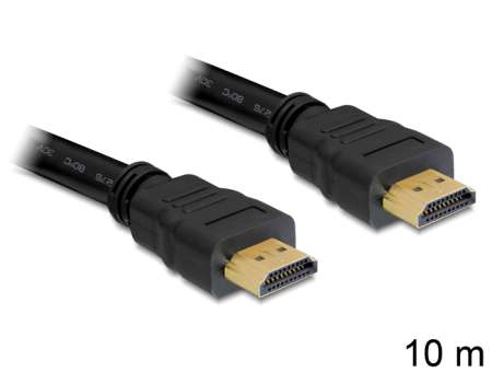 DeLock High Speed HDMI-kábel típusú Ethernet – HDMI A dugós > HDMI A dugós 10m Black DeLock High Speed HDMI-kábel típusú Ethernet – HDMI A dugós > HDMI A dugós 10m Black
