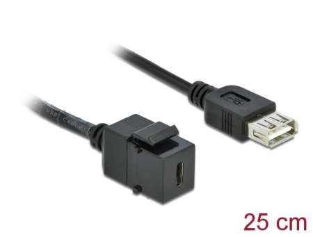 DeLock Keystone Module USB 2.0 C female > USB 2.0 A female with cable DeLock Keystone Module USB 2.0 C female > USB 2.0 A female with cable