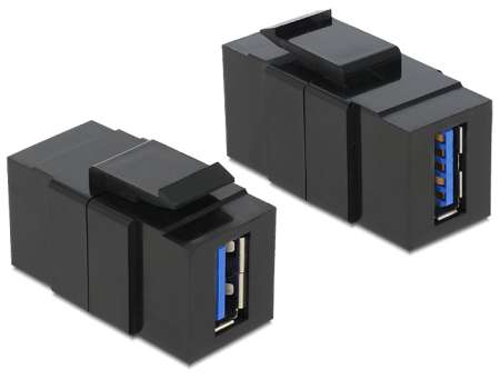 DeLock Keystone module USB 3.0 A female > USB 3.0 A female Black