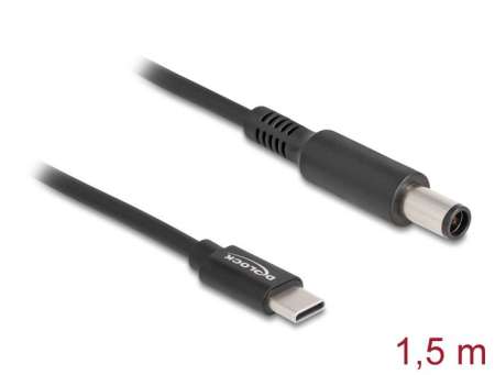 DeLock Laptop Charging Cable USB Type-C male to Dell 7,4x5,0mm male Black
