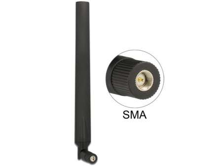 DeLock LTE Antenna SMA plug 0 - 4 dBi omnidirectional rotatable with tilt joint black DeLock LTE Antenna SMA plug 0 - 4 dBi omnidirectional rotatable with tilt joint black