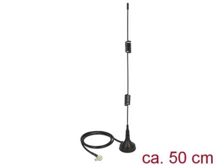 DeLock LTE Antenna TS-9 plug 90° 5 dBi fixed omnidirectional with magnetic base and connection cable RG-174 50 cm outdoor black DeLock LTE Antenna TS-9 plug 90° 5 dBi fixed omnidirectional with magnetic base and connection cable RG-174 50 cm outdoor black