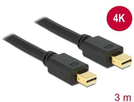 DeLock Mini DisplayPort 1.2 male > Mini DisplayPort male 4K 60 Hz 3.0m Cable Black