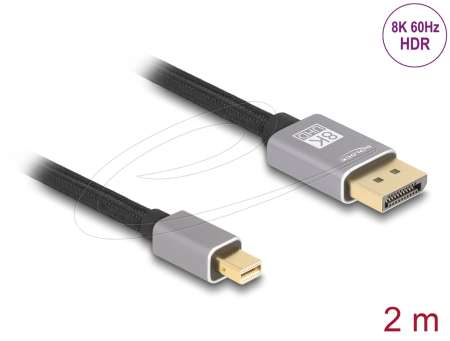 DeLock Mini DisplayPort to DisplayPort 8K cable 2m Grey DeLock Mini DisplayPort to DisplayPort 8K cable 2m Grey