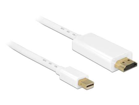 DeLock miniDisplayport 1.2 male to HDMI male kábel 2m White DeLock miniDisplayport 1.2 male to HDMI male kábel 2m White