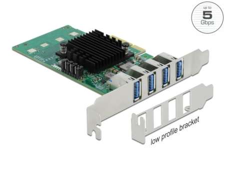 DeLock PCI Express x4 Card to 4x external USB 3.0 Quad Channel Low Profile Form Factor