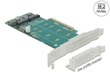 DeLock PCI Express x8 Card to 2x internal NVMe M.2 Key M Bifurcation Low Profile Form Factor