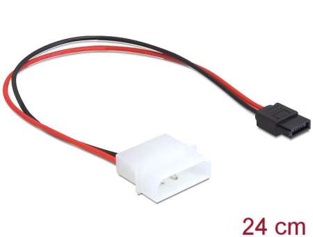 DeLock Power Cable Molex 4 pin plug to Slim SATA 6 pin receptacle 24.5 cm