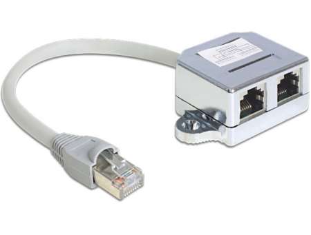 DeLock RJ45 Port duplázó (1 RJ45 dugó > 2 RJ45 jack (1x Ethernet, 1x ISDN) DeLock RJ45 Port duplázó (1 RJ45 dugó > 2 RJ45 jack (1x Ethernet, 1x ISDN)