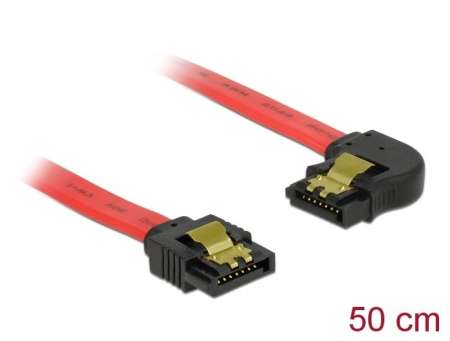DeLock SATA 6 Gb/s Cable straight to left angled 50cm Red