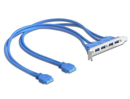 DeLock Slot bracket USB 3.0 pin header 19 pin 2 x internal > 4 x USB 3.0-A female external DeLock Slot bracket USB 3.0 pin header 19 pin 2 x internal > 4 x USB 3.0-A female external