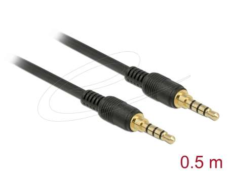DeLock Stereo Jack 3.5 mm 4 pin male to male cable 0,5m Black