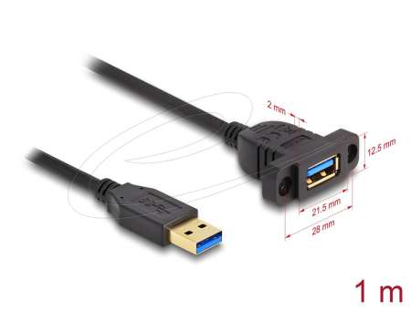 DeLock SuperSpeed USB-A 3.2 cable 1m Black