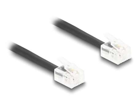DeLock Telephone Cable / Coiled Cable RJ11 plug to RJ11 plug 2m Black DeLock Telephone Cable / Coiled Cable RJ11 plug to RJ11 plug 2m Black