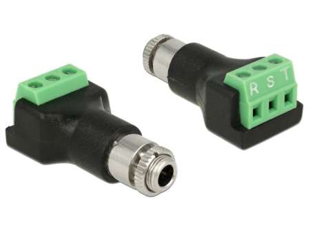 DeLock Terminal block 3 pin > stereo jack female 3.5 mm for installation