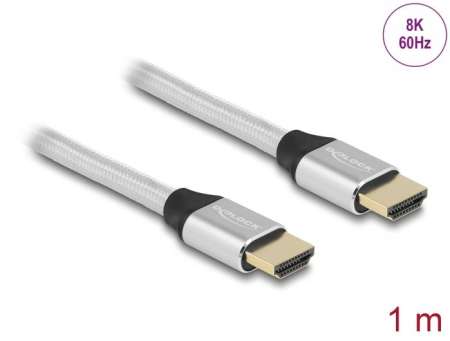 DeLock Ultra High Speed HDMI Cable 48 Gbps 8K 60 Hz 1m Silver DeLock Ultra High Speed HDMI Cable 48 Gbps 8K 60 Hz 1m Silver