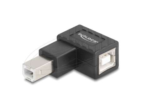 DeLock USB 2.0 Adapter USB Type-B male to USB Type-B female 90° right angled Black