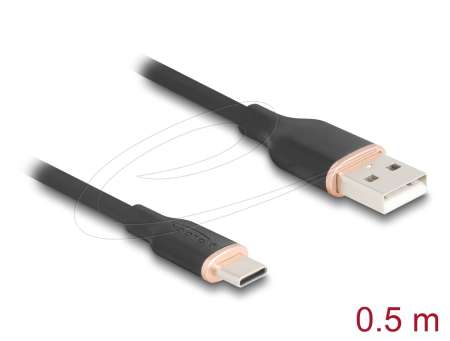 DeLock USB 2.0 kábel USB-A to USB-C 0,5m Black DeLock USB 2.0 kábel USB-A to USB-C 0,5m Black