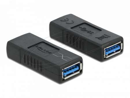 DeLock USB 3.0 Adapter Type-A female to Type-A female (crossed) Black