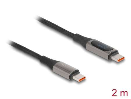 DeLock USB-C to USB-C male/male cable 2m Black DeLock USB-C to USB-C male/male cable 2m Black
