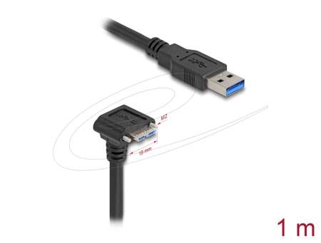 DeLock USB Type-A male straight to USB Micro-B male 90° angled cable 1m Black