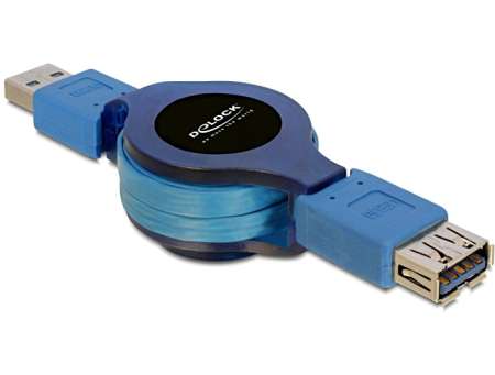 DeLock USB3.0 Extension retractable 1m Blue