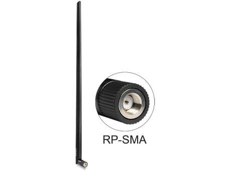 DeLock WLAN 802.11 b/g/n Antenna RP-SMA plug 9 dBi omnidirectional with tilt joint Black DeLock WLAN 802.11 b/g/n Antenna RP-SMA plug 9 dBi omnidirectional with tilt joint Black