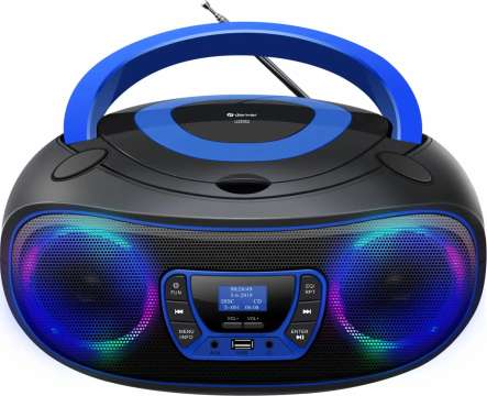 Denver TDB-212BU DAB+ Boombox With DAB+/FM Radio Bluetooth function USB CD player & AUX input Blue
