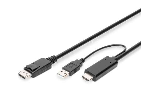 Digitus HDMI Adapter Cable HDMI to DisplayPort 4K 2m Black Digitus HDMI Adapter Cable HDMI to DisplayPort 4K 2m Black