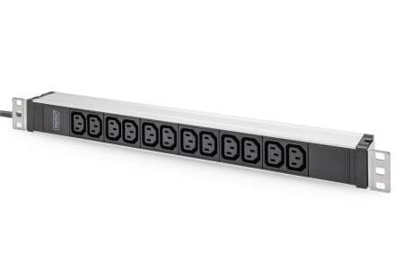 Digitus Socket strip with aluminum profile 12-way 2m cable safety plug Black Digitus Socket strip with aluminum profile 12-way 2m cable safety plug Black