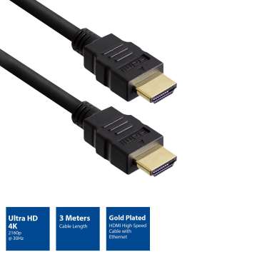 Eminent HDMI 4K High Speed cable v1.4 HDMI-A male - HDMI-A male 3m Black Eminent HDMI 4K High Speed cable v1.4 HDMI-A male - HDMI-A male 3m Black
