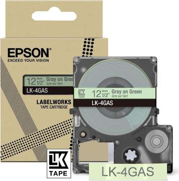 Epson LK-4GAS címkeszalag (12mm) Grey on Green - 8m