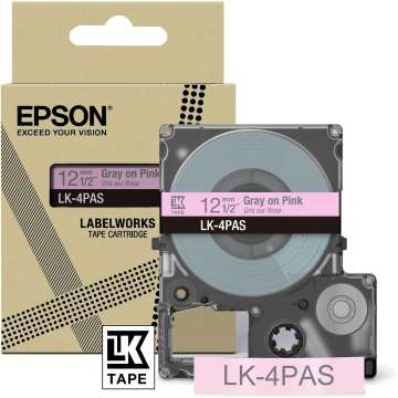 Epson LK-4PAS címkeszalag (12mm) Gray on Pink - 8m