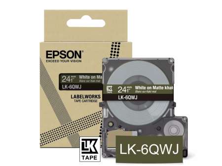 Epson LK-6QWJ címkeszalag (24mm) White on Matte Kakhi - 8m