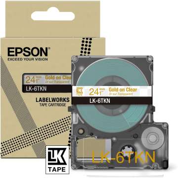 Epson LK-6TKN címkeszalag (24mm) Gold on Clear - 9m