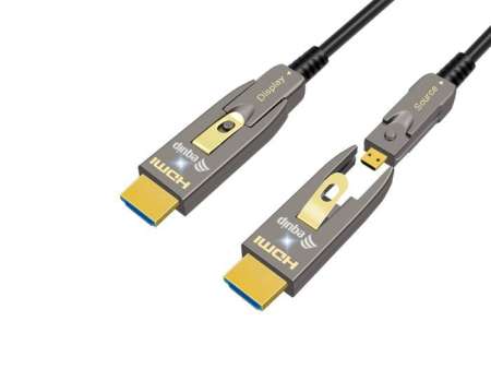 EQuip HDMI 2.0 Detachable Type D + A Active Optical Cable 4K/60Hz 20m Grey