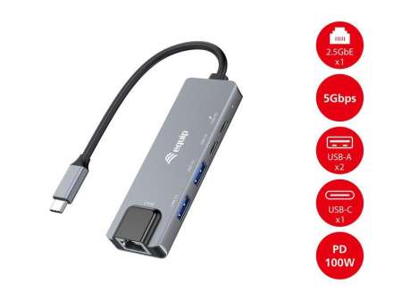 EQuip USB-C 5 in 1 Multifunctional Adapter Grey EQuip USB-C 5 in 1 Multifunctional Adapter Grey