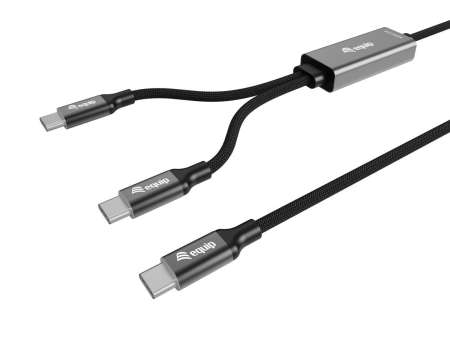 EQuip USB-C Y-Charging Cable USB-C Male to Dual USB-C Male 1.5m PD 3.1 140W E-Marker Braided Black