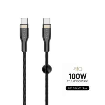 FIXED töltő- és adatkábel hosszú fonattal, USB-C/USB-C csatlakozókkal, PD támogatással, 2 m, USB 2.0, 100 W, fekete FIXED töltő- és adatkábel hosszú fonattal, USB-C/USB-C csatlakozókkal, PD támogatással, 2 m, USB 2.0, 100 W, fekete