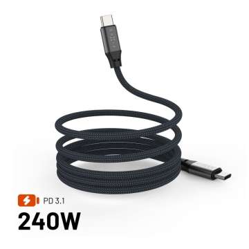 FIXED Magnetic Braided Cable USB-C/USB-C, 1,2m USB2.0 240W Gray