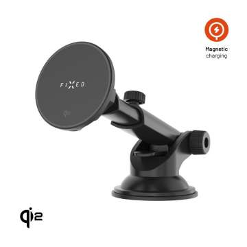 FIXED MagRound 2 XL Qi2 autós tartó wireless töltővel, fekete FIXED MagRound 2 XL Qi2 autós tartó wireless töltővel, fekete