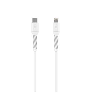 FIXED USB 2.0 hajlékony szilikon kábel USB-C/Lightning 1,2m, fehér