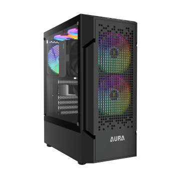 Gamdias Aura GC7 ARGB Tempered Glass Black