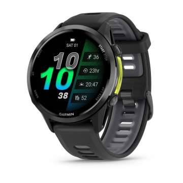 Garmin Forerunner 970 Carbon Grey DLC Titanium with Black Case and Black/Translucent Whitestone Band