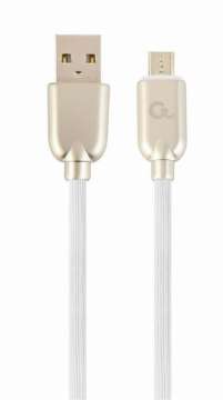 Gembird CC-USB2R-AMmBM-2M-W microUSB Premium rubber charging and data cable 2m White Gembird CC-USB2R-AMmBM-2M-W microUSB Premium rubber charging and data cable 2m White
