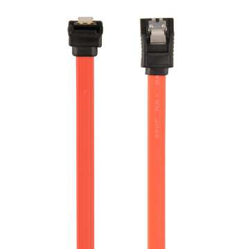 Gembird SATA3 10cm data cable with 90 degree bent connector metal clips Red